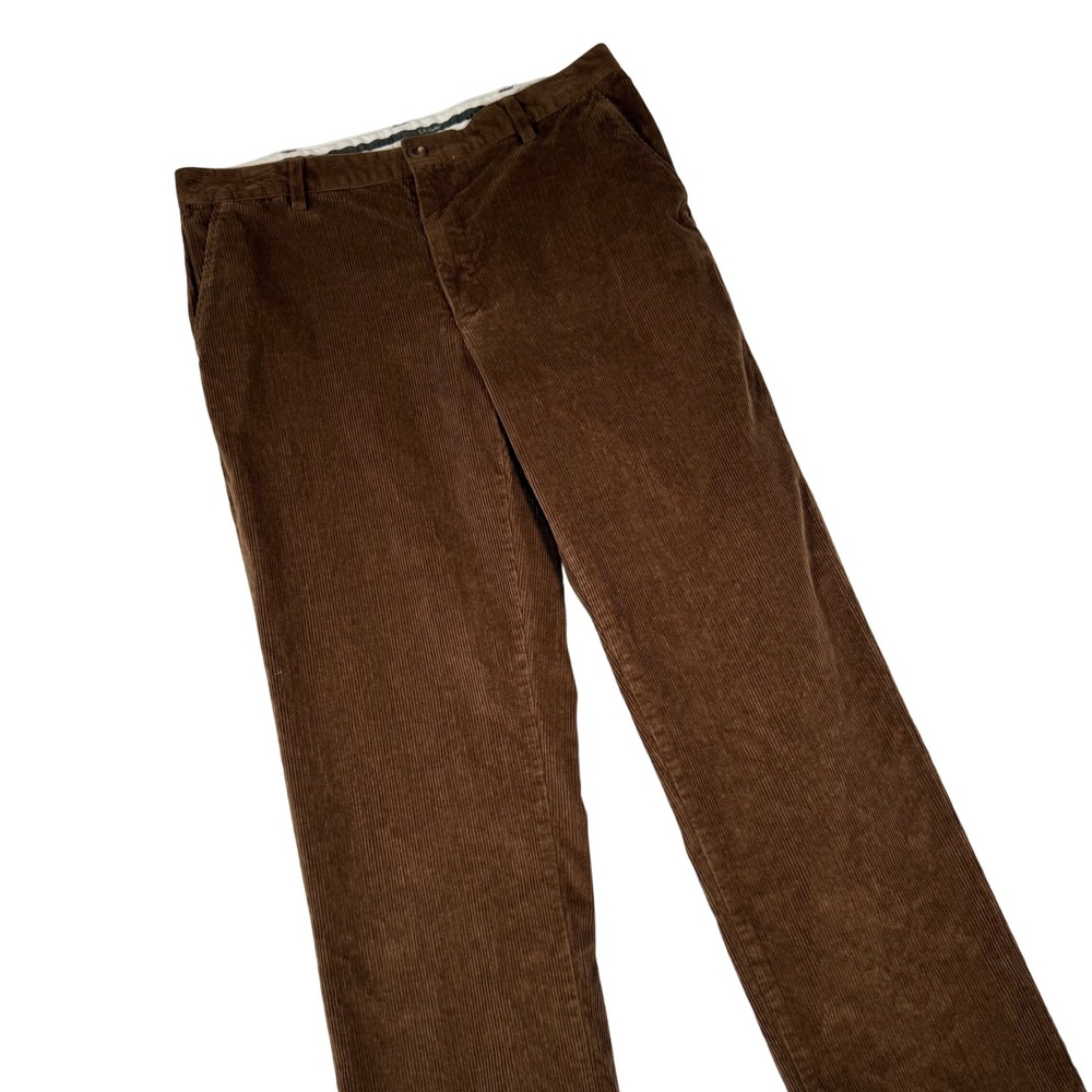 LL Bean Corduroy Pants Mens 35x34 Brown Classic Fit Stretch 502835 Preppy Rugged